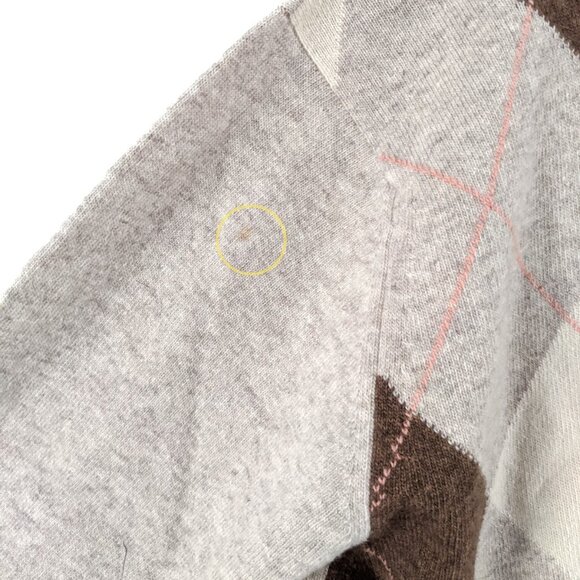 Vintage Pringle of Scotland Lambswool Argyle Sweater GEELONG Diamond Beige Brown - Picture 6 of 9